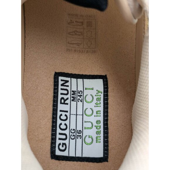 Gucci Tela Retino Mesh Crystal Suede GG Monogram Run Sneakers Light Powder Skin - Picture 9 of 14